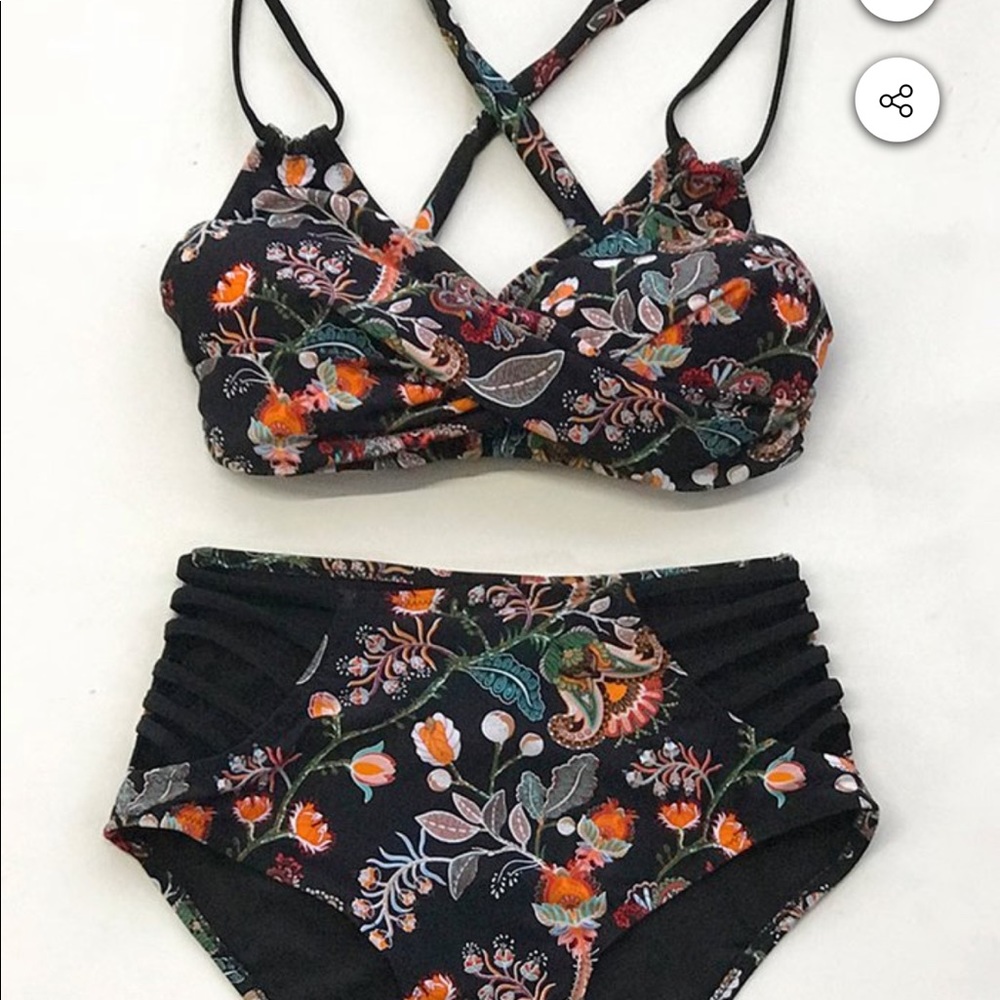 Cupshe flower dance high waist bikini